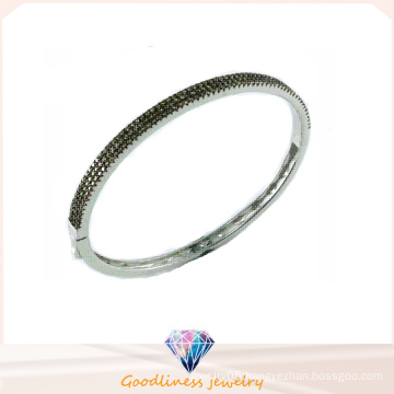 Good Quality Jewelry 3A White CZ 925 Silver Bangle (G41277C)